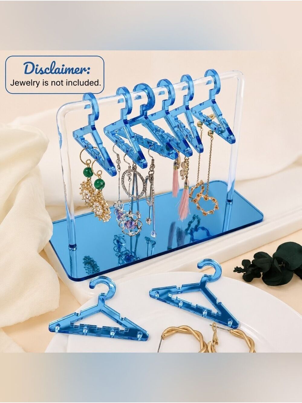 Blue Acrylic Mini Jewelry Hanger Set Stand